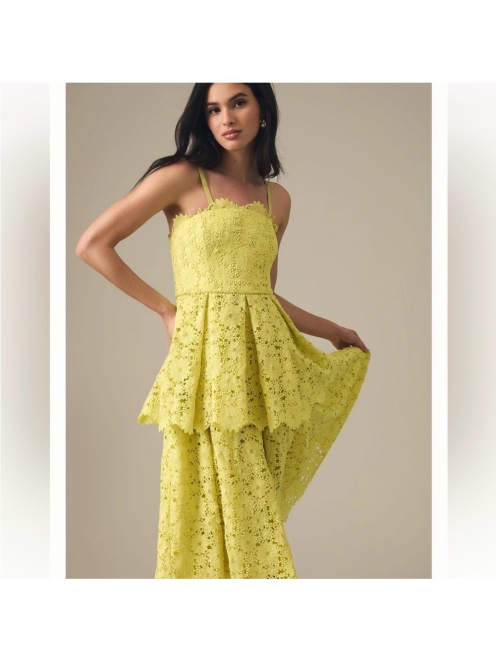Anthropologie Maeve Strapless Lace Tiered Dress